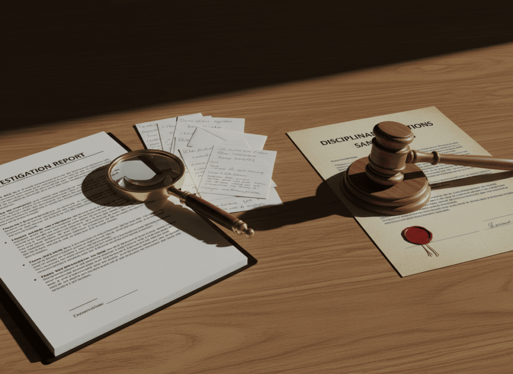 Du rapport d'enquête aux sanctions disciplinaires cf investigations